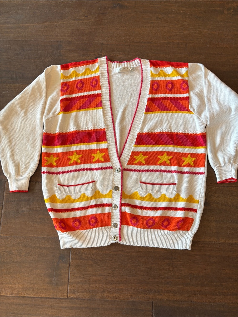 Vintage Elizabeth Claiborne Chunky Button Cardigan Sweater - Picture 2 of 7